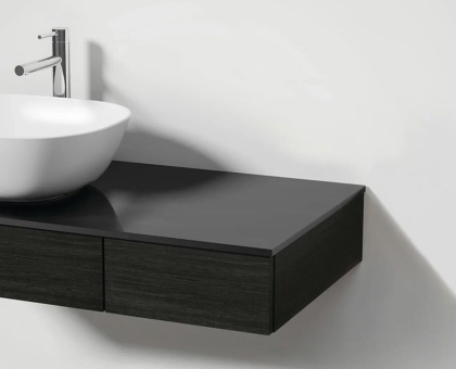 Модуль 120 см под раковину с выдвижным ящиком, правосторонний, черный дуб