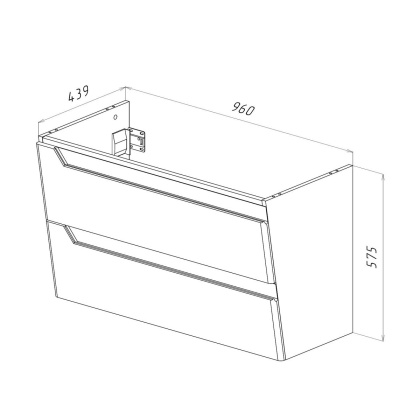 Тумба Lemark MIANO, 100см под 1 раковину, подвесная, 2 ящика, цвет корпуса, фасада: Белый глянец