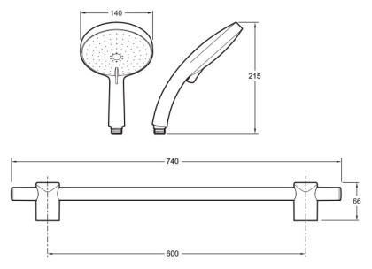 Душевой гарнитур Jacob Delafon Citrus E12980-CP 5 режима, d 14 см., хром