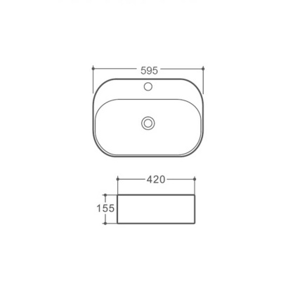 Раковина керамическая Vincea VBS-306, 595*420*155, накладная, цвет белый Раковина керамическая Vincea VBS-306, 595*420*155, накладная, цвет белый