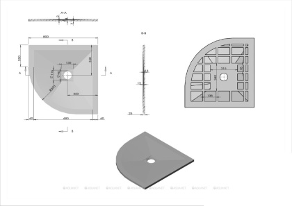Поддон для душа из искусственного камня VST-4SQ8080W, 800*800*25, белый матовый