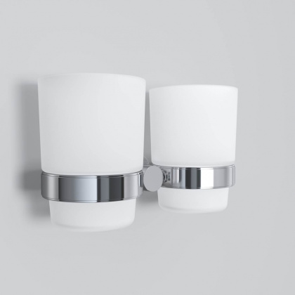 Двойной стеклянный стакан Sense L с настенным держателем, 9,6х16,4х7,5 см, белый, A74343400