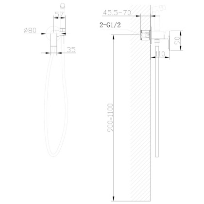 Смеситель ABBER Weiss Insel AF8025B с гигиеническим душем, черный матовый Смеситель ABBER Weiss Insel AF8025B с гигиеническим душем, черный матовый