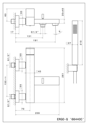 Смеситель для ванны FUTURA настенный с душевой лейкой, матовый черный Смеситель для ванны FUTURA настенный с душевой лейкой, матовый черный