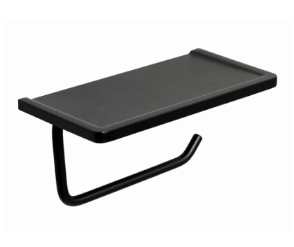 Держатель туалетной бумаги с полочкой для телефона, 18х8,8х9 см, черный, K-1525