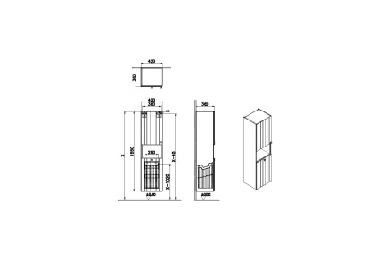 Пенал высокий Root Groove 40 см с корзиной для белья, матовый серый, левосторонний