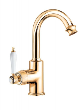 APHRODITE-LS2-01-Bi Смеситель для раковины однорычажный с донным клапаном Исполнение: Хром, Ручки: Белая 