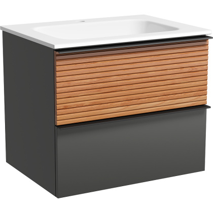 Тумба подвесная SANCOS Delta 590х445х500, c двумя ящиками оснащенными доводчиками, дуб красный/графит , арт. DL60GR