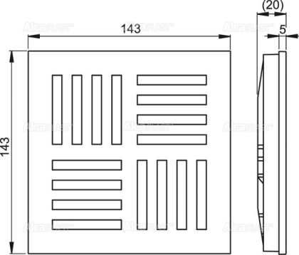 Решетка 143×143 мм, серый