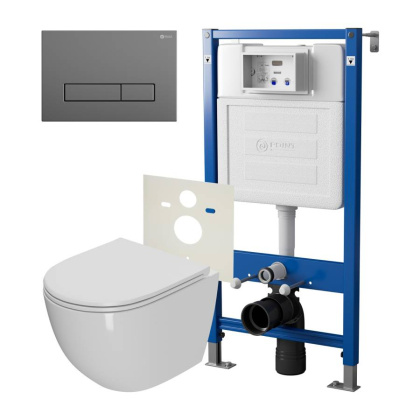 Сет: Система инсталляции Point Элемент для подвесного унитаза PN45120 + Клавиша смыва для инсталляции Point Меркурий, цвет графит, PN44831GM + Унитаз подвесной Point Афина безободковый, сиденье микролифт PN41041 Сет: Система инсталляции Point Элемент для подвесного унитаза PN45120 + Клавиша смыва для инсталляции Point Меркурий, цвет графит, PN44831GM + Унитаз подвесной Point Афина безободковый, сиденье микролифт PN41041