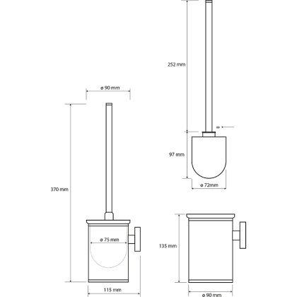 Ёршик подвесной (металл), щётка черная