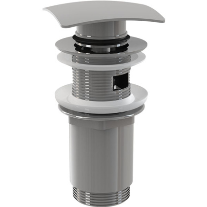 Донный клапан сифона для умывальника CLICK/CLACK 5/4", цельнометаллический с переливом и квадратной заглушкой