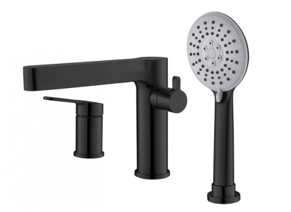 DELTA Смеситель на борт ванны с ручным выдвижным душем, чёрный матовый, DEL-BVD3-NERO DELTA Смеситель на борт ванны с ручным выдвижным душем, чёрный матовый, DEL-BVD3-NERO