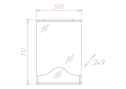 Шкаф-зеркало Onika Лидия 50 белый, левый, с подсветкой