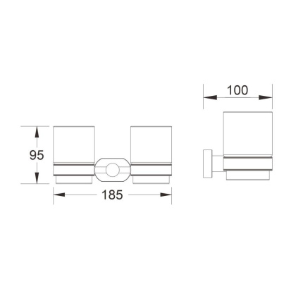 2 стакана с держателем, SG5122 Shevanik, Хром 2 стакана с держателем, SG5122 Shevanik, Хром