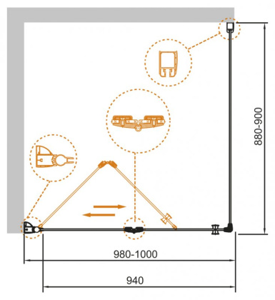 ECO-O-ASH-1-100/90-C-Cr Душевой уголок ECO-O-ASH-1-100/90-C-Cr Душевой уголок