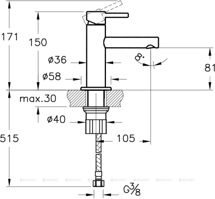 Смеситель Origin для раковины, цвет хром