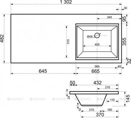 Раковина Эстет Даллас 130 R ФР-00002167 над стиральной машиной Белая