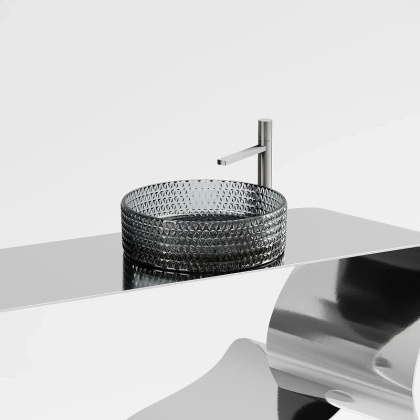 Умывальник чаша накладная круглая (цвет черный) Cristal 360*360*112мм