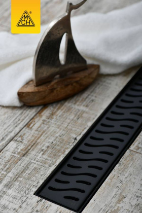 Душевой лоток 35 см Creto Zigzag CRE-350 ZB с решеткой, черный