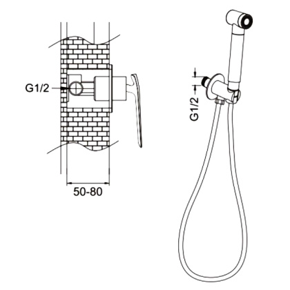 Гигиенический душ со смесителем Rose R1305, хром