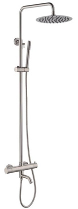 ETNA Душевая стойка с с термостатическим смесителем и изливом, сатин ETN-VSCM-T-IN ETNA Душевая стойка с с термостатическим смесителем и изливом, сатин ETN-VSCM-T-IN