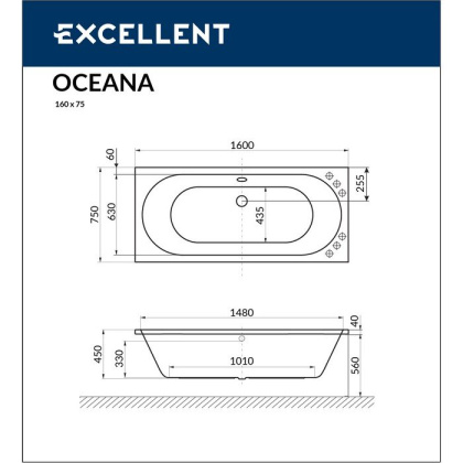 Ванна EXCELLENT Oceana 160x75 "ULTRA" (золото) Ванна EXCELLENT Oceana 160x75 "ULTRA" (золото)