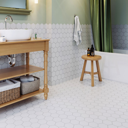 Керамическая мозаика Hexagon Big White Matt 95x110, Geometry