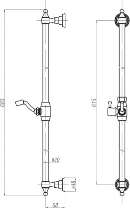 CZR-SDC1-01 Душевая штанга Исполнение: Хром  CZR-SDC1-01 Душевая штанга Исполнение: Хром