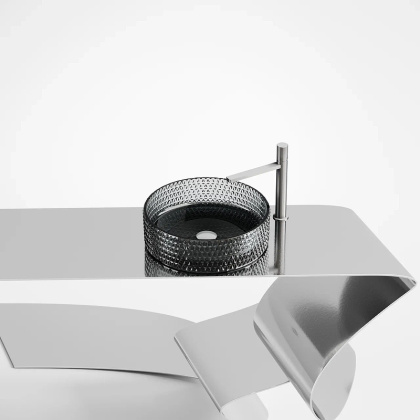 Умывальник чаша накладная круглая (цвет черный) Cristal 360*360*112мм