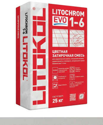 Затирка цементная LITOCHROM 1-6 EVO LE.100 пепельно-белый 25кг