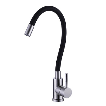 Смеситель черный излив д/кухни нерж сталь с гибким изливом BALEAR, арт.13435-3BL