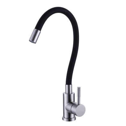 Смеситель черный излив д/кухни нерж сталь с гибким изливом BALEAR, арт.13435-3BL