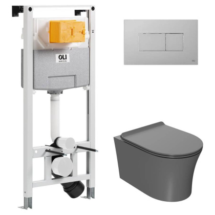 Сет: OLI 120 ECO Sanitarblock pneumatic+Панель KARISMA, хр. мат.+Унитаз Point Вега, сер PN41711GM Сет: OLI 120 ECO Sanitarblock pneumatic+Панель KARISMA, хр. мат.+Унитаз Point Вега, сер PN41711GM