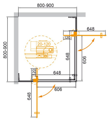 Душевой уголок Cezares SLIDER-A-2-90/100-BR-Cr стекло бронзовое, профиль хром Душевой уголок Cezares SLIDER-A-2-90/100-BR-Cr стекло бронзовое, профиль хром