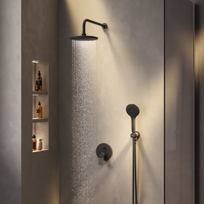 Набор: Смеситель Для ванны и душа, верхний душ с держателем, душевой набор и шланговое присоединение FB85A1RH02 X-Joy