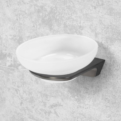 Мыльница Wiese, 11,8х5,7х12,1 см, черная с белым, K-8929