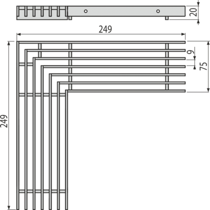 Решетка для дренажного углового желоба 75 мм, нержавеющая сталь