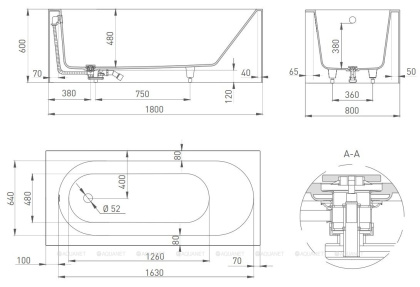 Ванна из искусственного камня FABIA 180,102612G Ванна из искусственного камня FABIA 180,102612G