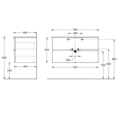 Тумба PIANO Forte подвесная с ящиками 95, дымчатый вяз PI.F.95\OLM Тумба PIANO Forte подвесная с ящиками 95, дымчатый вяз PI.F.95\OLM