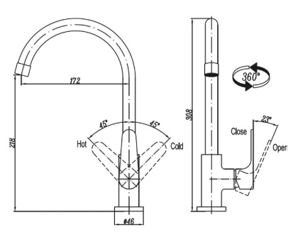 LACONICO-C-LL25-01 Смеситель для кухни, хром LACONICO-C-LL25-01 Смеситель для кухни, хром