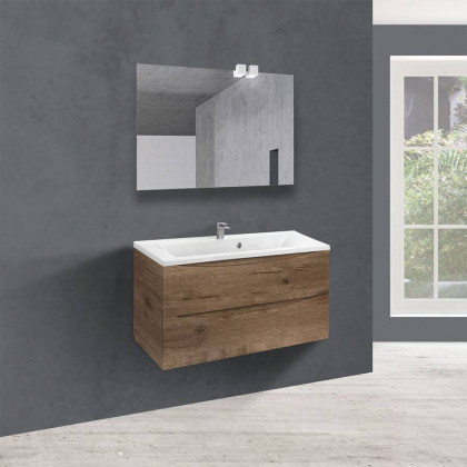 База под раковину Mia 900 подвесная, 2 выкатных ящика soft close, V.Oak