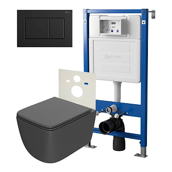 Сет: Система инсталляции Point Элемент для подвесного унитаза PN45120 + Клавиша смыва для инсталляции Point Ника, черная матовая, PN44081BM + Унитаз подвесной Point Меркурий безободковый, сид.дюропласт микролифт быстросъем, графит, PN41831GM Сет: Система инсталляции Point Элемент для подвесного унитаза PN45120 + Клавиша смыва для инсталляции Point Ника, черная матовая, PN44081BM + Унитаз подвесной Point Меркурий безободковый, сид.дюропласт микролифт быстросъем, графит, PN41831GM