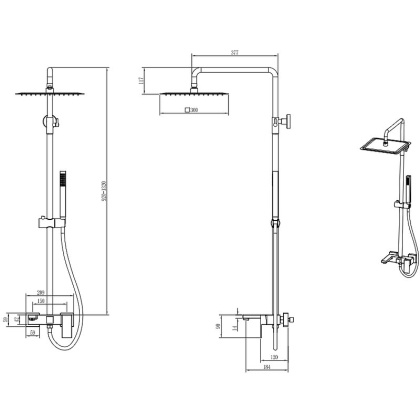 Стойка для душа QUBIC Shine Gun Metal