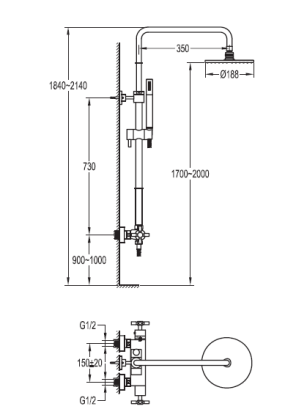 SIESTA-F-CD-TA-01 Душевая колонна (стойка), регулируемая по высоте, с термостатическим смесителем на один выход, верхним и ручным душем, хром SIESTA-F-CD-TA-01 Душевая колонна (стойка), регулируемая по высоте, с термостатическим смесителем на один выход, верхним и ручным душем, хром