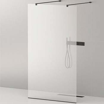 LIBERTA-L-2-115-120-C-NERO Душевая перегородка с возможностью двустороннего входа, стекло прозрачное, профиль чёрный, 1150x1200x1950 мм