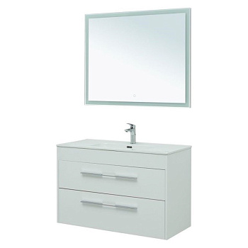 Мебель для ванной Aquanet Августа 100 белый (ручка хром, раковина Flat)