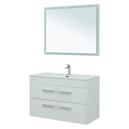 Мебель для ванной Aquanet Августа 100 белый (ручка хром, раковина Flat)