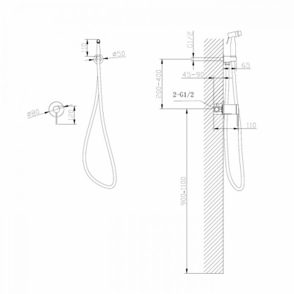 Смеситель ABBER Emotion AF8825NG с гигиеническим душем, никель Смеситель ABBER Emotion AF8825NG с гигиеническим душем, никель