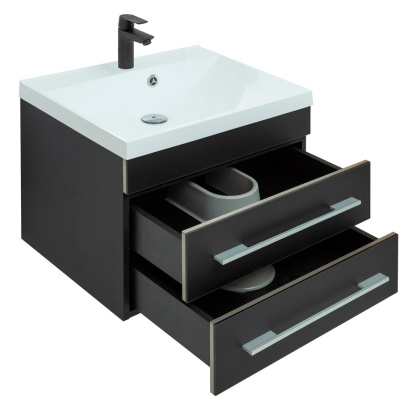 Тумба под раковину Aquanet Верона 58 New черный матовый